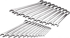 SK - 21 Piece, 1/4" to 1-1/2", 12 Point Combination Wrench Set - Inch Measurement Standard, Chrome Finish, Comes in Rack - Exact Tooling