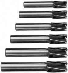 Value Collection - 6 Piece, 3 Flutes, Straight Shank, Interchangeable Pilot Counterbore Set - Exact Tooling