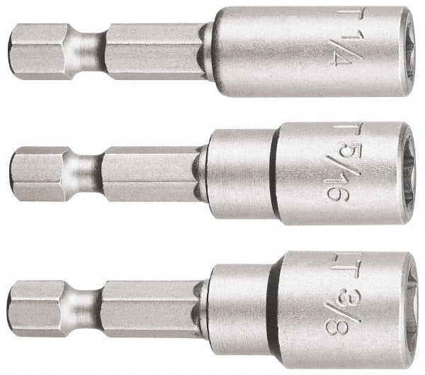 DeWALT - 3 Piece, Magnetic Nutsetter - 1/4 to 3/8" Hex, 1/4" Hex Drive - Exact Tooling
