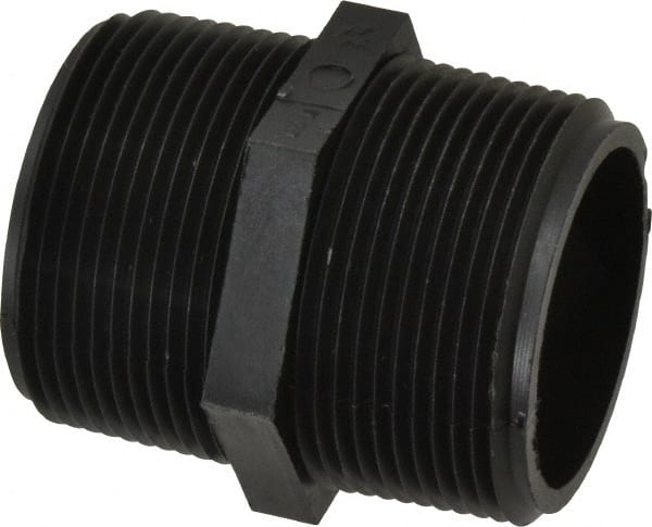 Green Leaf - 1-1/2" Polypropylene Plastic Pipe Hex Nipple - MIPT x MIPT End Connections - Exact Tooling