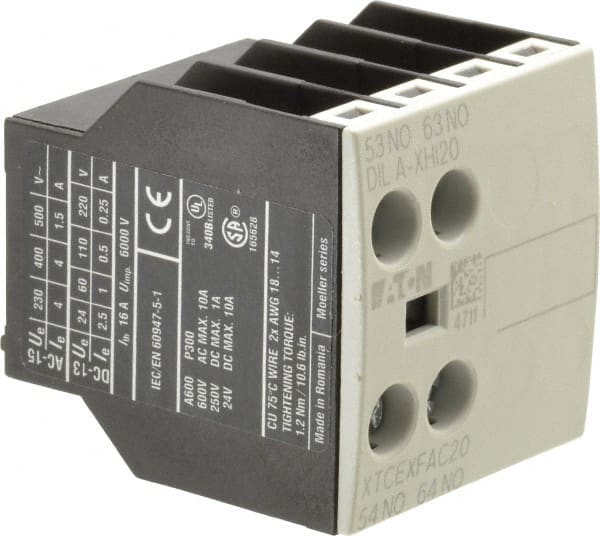 Eaton Cutler-Hammer - 7, 9, 12, 15, 18, 25, 32 Amp, Contactor Front Mount Auxiliary Contact - For Use with XT Contactor and XTRE Control Relay - Exact Tooling
