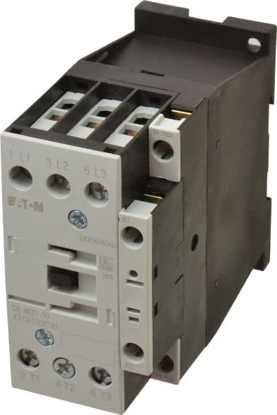 Eaton Cutler-Hammer - 3 Pole, 24 Coil VAC, 40 Amp, Nonreversible Open Enclosure IEC Contactor - 1 Phase hp: 3 at 115 V, 5 at 200 V, 5 at 230 V, 3 Phase hp: 10 at 200 V, 10 at 230 V, 20 at 460 V, 25 at 575 V, 32 Amp Inductive Load Rating Listed - Exact Tooling
