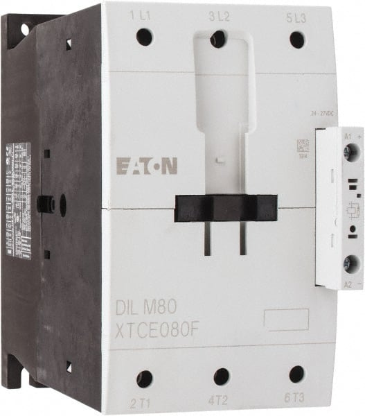 Eaton Cutler-Hammer - 3 Pole, 24 to 27 Coil VDC, 125 Amp, Nonreversible Open Enclosure IEC Contactor - 1 Phase hp: 15 at 200 V, 15 at 230 V, 7.5 at 115 V, 3 Phase hp: 25 at 200 V, 30 at 230 V, 60 at 460 V, 75 at 575 V, 80 Amp Inductive Load Rating Listed - Exact Tooling