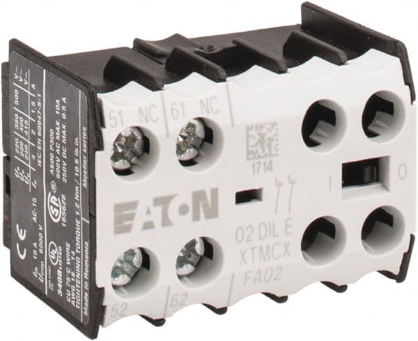 Eaton Cutler-Hammer - 6 to 9 Amp, Contactor Front Mount Auxiliary Contact - For Use with Miniature Contactor and XTRM Miniature Control Relay - Exact Tooling
