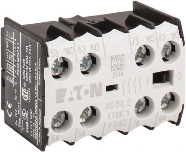 Eaton Cutler-Hammer - 6 to 9 Amp, Contactor Front Mount Auxiliary Contact - For Use with Miniature Contactor and XTRM Miniature Control Relay - Exact Tooling