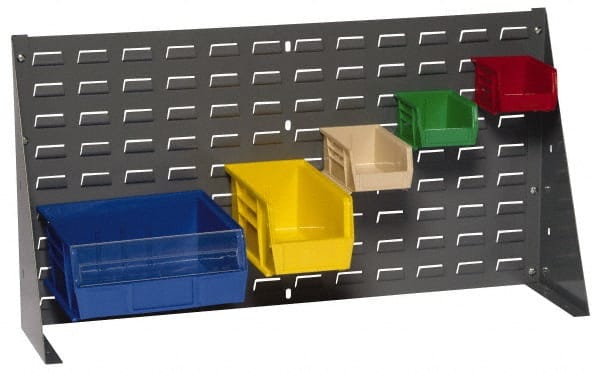 Quantum Storage - 48 Bin Bench Rack Unit with Bins - 36 Inch Overall Width x 8 Inch Overall Depth x 19 Inch Overall Height, Yellow Polypropylene / Polyethylene Bins - Exact Tooling