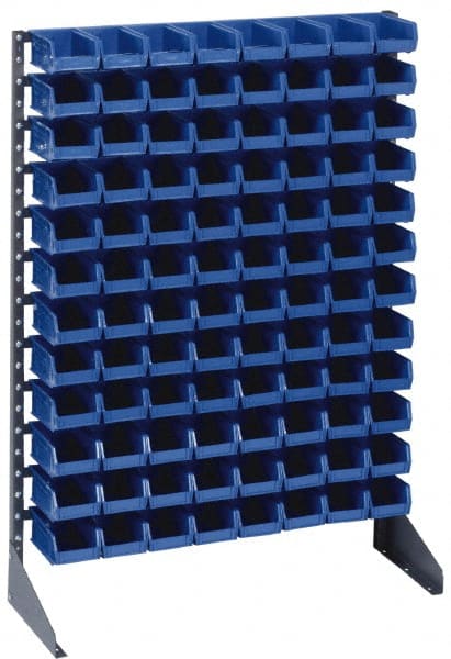 Quantum Storage - 96 Bin Rail Unit with Bins - 36 Inch Overall Width x 15 Inch Overall Depth x 53 Inch Overall Height, Blue Polypropylene / Polyethylene Bins - Exact Tooling