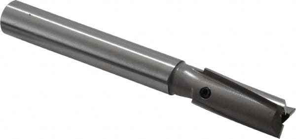 Made in USA - 9/16" Diam, 1/2" Shank, Diam, 3 Flutes, Straight Shank, Interchangeable Pilot Counterbore - Exact Tooling