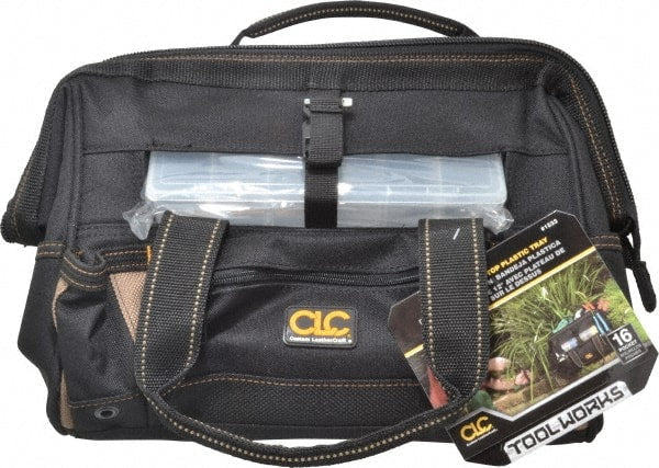CLC - 16 Pocket Black Polyester Tool Bag - 12" Wide x 8" Deep x 9" High - Exact Tooling