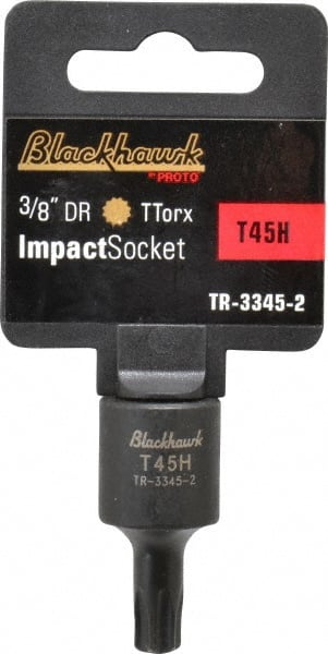 Blackhawk by Proto - 3/8" Drive, T45H Impact Torx Bit Socket - 3/4" Bit Length, 1-1/2" OAL - Exact Tooling