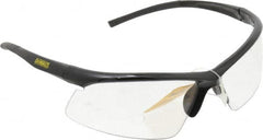 DeWALT - Clear Lenses, Framed Safety Glasses - Anti-Fog, Scratch Resistant, Black Plastic Frame, Size Universal, Wrap Around - Exact Tooling