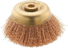 Ampco - 6" Diam, 5/8-11 Threaded Arbor Crimped Wire Cup Brush - 0.358" Filament Diam, 1-3/4" Trim Length, 6,000 Max RPM - Exact Tooling