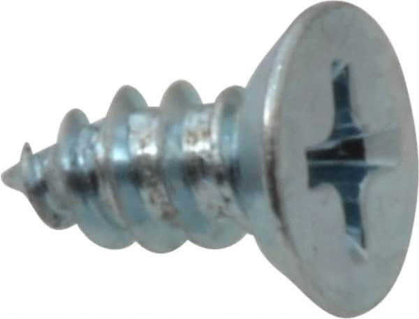 Value Collection - #8 Flat Head Phillips Sheet Metal Screw - Steel, 3/8" OAL, Grade 2 - Exact Tooling