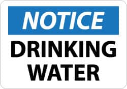 NMC - "Notice - Drinking Water", 10" Long x 14" Wide, Aluminum Safety Sign - Rectangle, 0.04" Thick, Use for Security & Admittance - Exact Tooling