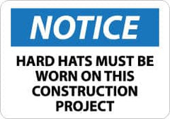 NMC - "Notice - Hard Hats Must Be Worn on This Construction Project", 10" Long x 14" Wide, Rigid Plastic Safety Sign - Rectangle, 0.05" Thick, Use for Accident Prevention - Exact Tooling