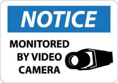 NMC - "Notice - Monitored by Video Camera", 10" Long x 14" Wide, Pressure-Sensitive Vinyl Safety Sign - Rectangle, 0.004" Thick, Use for Security & Admittance - Exact Tooling
