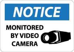 NMC - "Notice - Monitored by Video Camera", 10" Long x 14" Wide, Aluminum Safety Sign - Rectangle, 0.04" Thick, Use for Security & Admittance - Exact Tooling