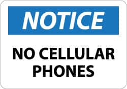 NMC - "Notice - No Cellular Phones", 10" Long x 14" Wide, Pressure-Sensitive Vinyl Safety Sign - Rectangle, 0.004" Thick, Use for Security & Admittance - Exact Tooling