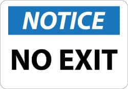 NMC - Notice - No Exit, Plastic Exit Sign - 14" Wide x 10" High - Exact Tooling