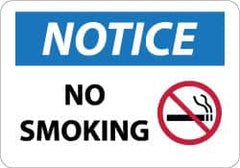 NMC - "Notice - No Smoking", 10" Long x 14" Wide, Aluminum Safety Sign - Rectangle, 0.04" Thick, Use for Accident Prevention - Exact Tooling