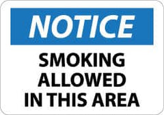 NMC - "Notice - Smoking Allowed in This Area", 10" Long x 14" Wide, Aluminum Safety Sign - Rectangle, 0.04" Thick, Use for Security & Admittance - Exact Tooling