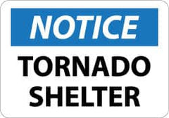 NMC - "Notice - Tornado Shelter", 10" Long x 14" Wide, Pressure-Sensitive Vinyl Safety Sign - Rectangle, 0.004" Thick, Use for Accident Prevention - Exact Tooling