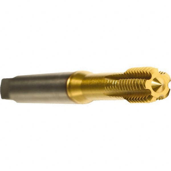 Emuge - 3/8-24 UNF 2BX H3 Thread Limit Modified Bottoming Thread Forming Tap - Cobalt, TiN Finish, 3.937" OAL, 0.709" Thread Length, Right Hand Thread - Exact Tooling