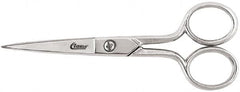Clauss - 2" LOC, 5" OAL Chrome Plated Standard Scissors - Ambidextrous, Chrome Plated Straight Handle, For Sewing - Exact Tooling