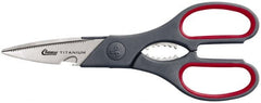 Clauss - 3" LOC, 8-1/4" OAL Titanium Standard Shears - Ambidextrous, 1 Blade Serrated, Plastic Straight Handle, For General Purpose Use - Exact Tooling