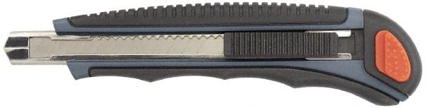Clauss - Retractable Utility Knife - 3-1/4" Blade, Gray & Black Plastic with Overmold Handle, 5 Blades Included - Exact Tooling