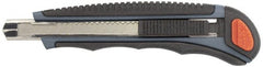 Clauss - Retractable Utility Knife - 3-1/4" Blade, Gray & Black Plastic with Overmold Handle, 5 Blades Included - Exact Tooling