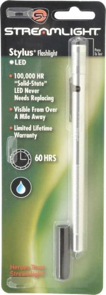 Streamlight - Blue LED Bulb, 2 Lumens, Mini Flashlight - Silver Aluminum Body, 3 AAAA Alkaline Batteries Included - Exact Tooling