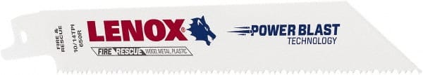 Lenox - 6" Long x 3/4" Thick, Bi-Metal Reciprocating Saw Blade - Tapered Profile, 10 to 14 TPI, Toothed Edge, Universal Shank - Exact Tooling