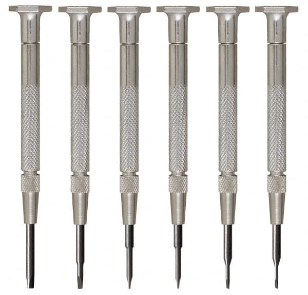 Moody Tools - 6 Piece Slotted Screwdriver Set - Blade Sizes: Width 0.025, 0.04, 0.055, 0.07, 0.08 & 0.1 - Exact Tooling