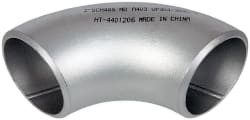 Merit Brass - 2" Grade 304L Stainless Steel Pipe 90° Long Radius Elbow - Butt Weld x Butt Weld End Connections - Exact Tooling