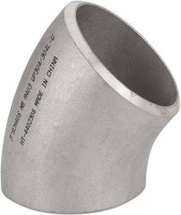 Merit Brass - 3" Grade 304L Stainless Steel Pipe 45° Long Radius Elbow - Butt Weld x Butt Weld End Connections - Exact Tooling