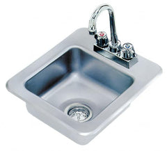 Advance Tabco - 9" Long x 9" Wide Inside, 1 Compartment, Stainless Steel Stainless Steel Drop In Sink - 20 Gauge, 12" Long x 14" Wide Outside, 5" Deep - Exact Tooling