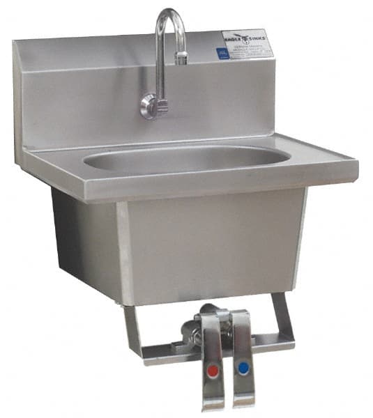 Eagle MHC - 13-1/2" Long x 9-3/4" Wide Inside, 1 Compartment, Stainless Steel Stainless Steel Hands Free Hand Sink - 20 Gauge, 18-7/8" Long x 14-3/4" Wide x 14-1/4" High Outside, 6-3/4" Deep - Exact Tooling