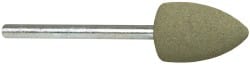 Cratex - 1/2" Max Diam x 3/4" Thick, Shape Code B42, Rubberized Point - Fine Grade, Aluminum Oxide, Mounted - Exact Tooling