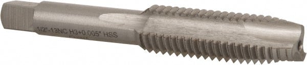 Interstate - 1/2-13 UNC, 3 Flute, Bright Finish, High Speed Steel Spiral Point Tap - Plug Chamfer, Right Hand Thread, 3-3/8" OAL - Exact Tooling