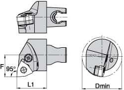 Kennametal - Left Hand Cut, Size KM3225, WN.. Insert Compatiblity, Internal Modular Turning & Profiling Cutting Unit Head - 22mm Ctr to Cutting Edge, 30mm Head Length, Through Coolant, Series Kenlever - Exact Tooling