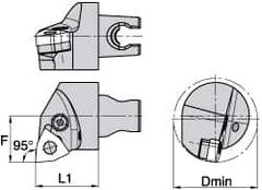 Kennametal - Left Hand Cut, Size KM3225, WN.. Insert Compatiblity, Internal Modular Turning & Profiling Cutting Unit Head - 22mm Ctr to Cutting Edge, 30mm Head Length, Through Coolant, Series Kenlever - Exact Tooling
