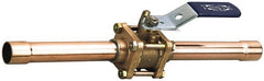 NIBCO - 1/2" Pipe, Full Port, Bronze Oxygen Service Ball Valve - 3 Piece, Inline - One Way Flow, Tube O.D. x Tube O.D. Ends, Lever Handle, 600 WOG, 200 WSP - Exact Tooling