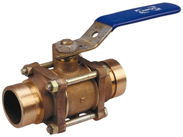 NIBCO - 1/2" Pipe, Full Port, Carbon Steel Standard Ball Valve - 3 Piece, Inline - One Way Flow, Socket Weld x Socket Weld Ends, Locking Lever Handle, 1,000 WOG - Exact Tooling