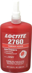 Loctite - 250 mL Bottle, Red, High Strength Liquid Threadlocker - Series 2760, 24 hr Full Cure Time, Hand Tool, Heat Removal - Exact Tooling
