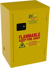 Jamco - 1 Door, 1 Shelf, Yellow Steel Space Saver Safety Cabinet for Flammable and Combustible Liquids - 35" High x 23" Wide x 18" Deep, Manual Closing Door, 3 Point Key Lock, 12 Gal Capacity - Exact Tooling
