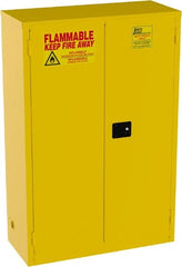 Jamco - 2 Door, 2 Shelf, Yellow Steel Standard Safety Cabinet for Flammable and Combustible Liquids - 65" High x 43" Wide x 18" Deep, Self Closing Door, 3 Point Key Lock, 45 Gal Capacity - Exact Tooling