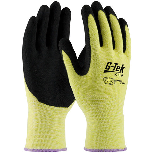 09-K1660/M Gloves w/Kevlar Brand - G-Tek KEV - Yellow 13G Kevlar Shell - Nitrile MicroSurface Grip - A2 - Exact Tooling