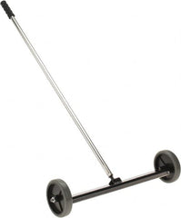 Shields Magnetics - 18 & 20" Long Push Magnetic Sweeper with Wheels - 2-1/2" Wide x 1" High x 42" Long, 5" Wheel Diam, 1-1/2" Clearance - Exact Tooling