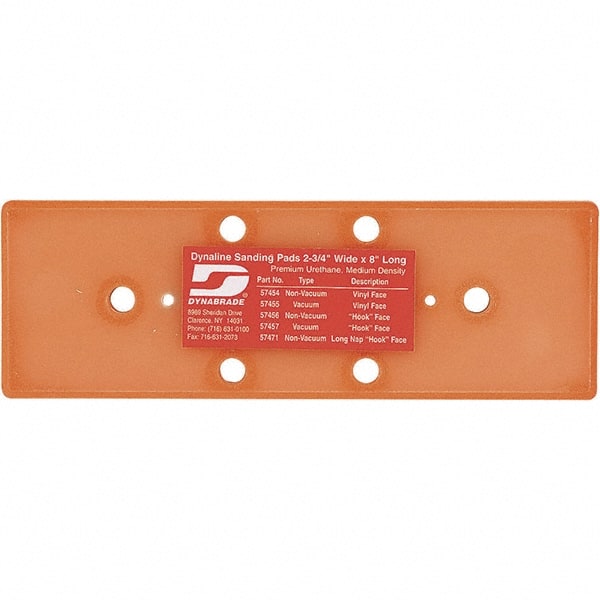 Dynabrade - 8 x 2-3/4" Rectangular Adhesive/PSA Backing Pad - Dynaline Compatible, Screw Attachment, Vacuum Pad, 3/8" Thick, Medium Density - Exact Tooling
